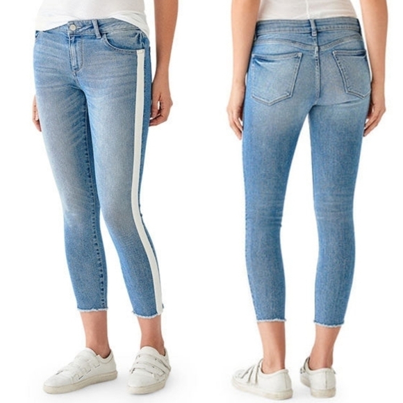 DL1961 Pants - DL1961 Florence Cropped Mid-Rise Instasculpt Skinny Denim Blue Jeans Sanders 27